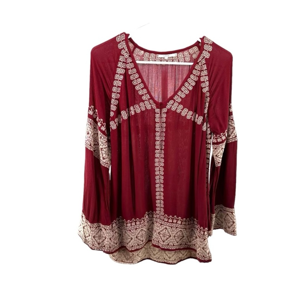 Tularosa | Women’s S Small Maroon Peasant Boho Top Gypsy Fairy Blouse Revolve